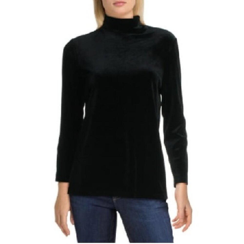 Anne Klein Women's Velvet Mock Neck Top